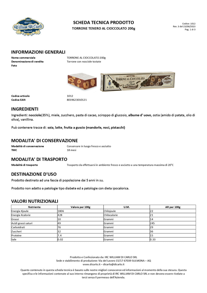 Torrone | Tenero al Cioccolato | 200g